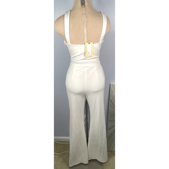 Katie May Diana Flared Leg Halter Neck Bridal Wedding White Jumpsuit Size Small - Picture 6 of 7